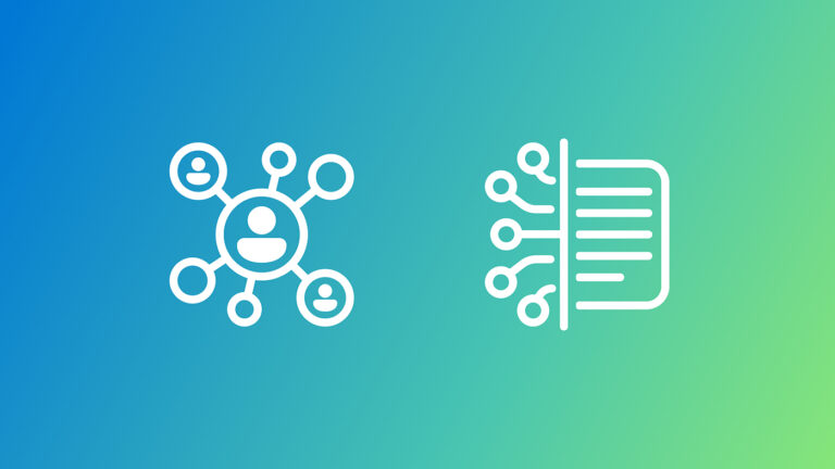 two icons on a green gradient background