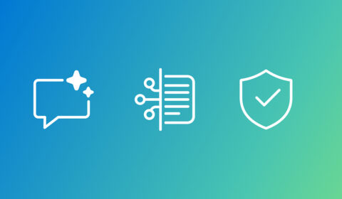 white icons on blue and green gradient background