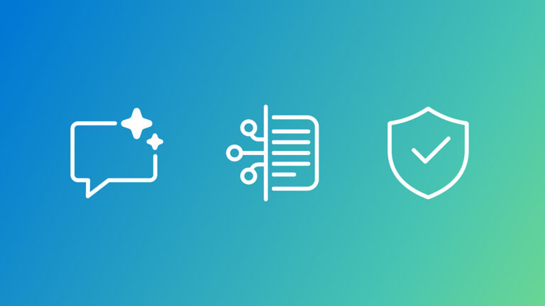 white icons on blue and green gradient background