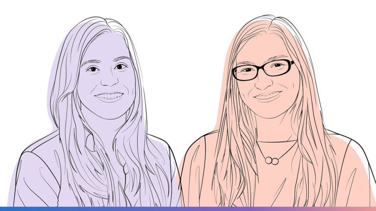 Illustrated headshots of Hanna Wallach (left) and Jenn Wortman Vaughan (right).