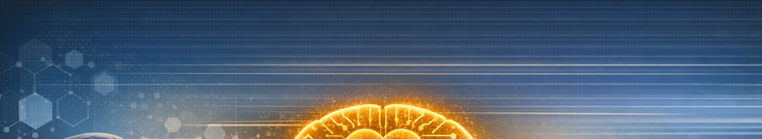 decorative image of the top of a golden brain on a blue abstract background