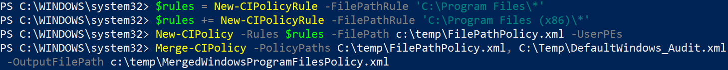 Sample file path rules