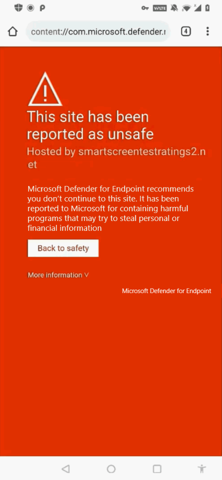 An image of Microsoft Defender for Endpoint on an Android device.