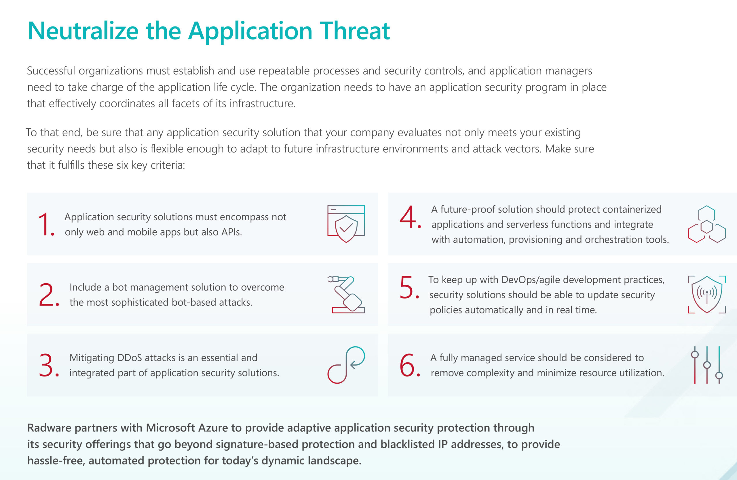 Details on security solutions offered by Radware Security for Azure