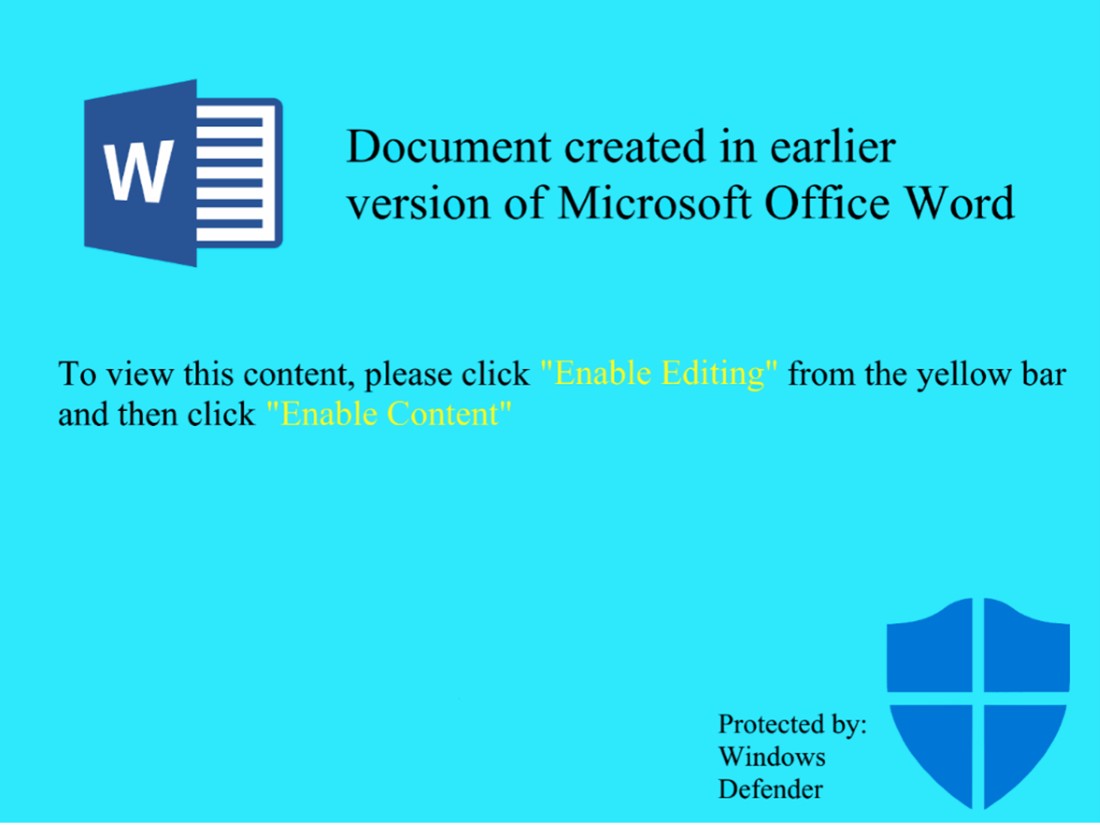 Screenshot of malicious document