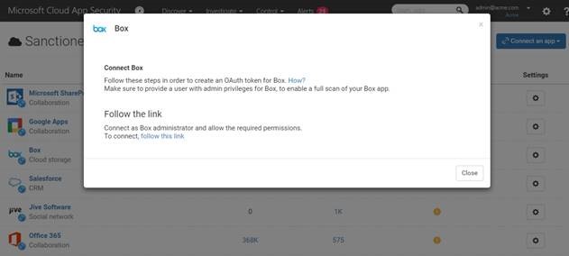 Screenshot to show how to connect an app