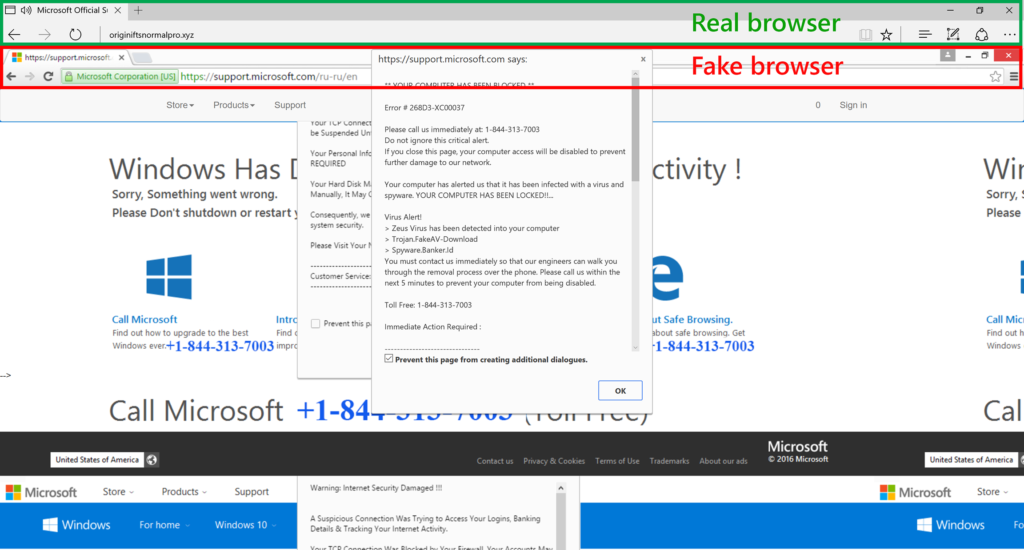 You can detect that the fake browser is different from the real one