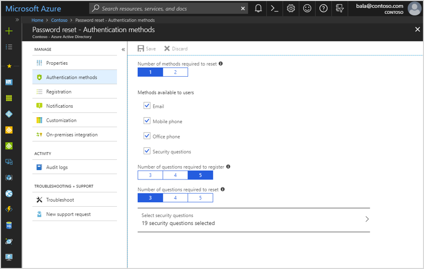 Screenshot of multi-factor authentication setup in Microsoft Azure
