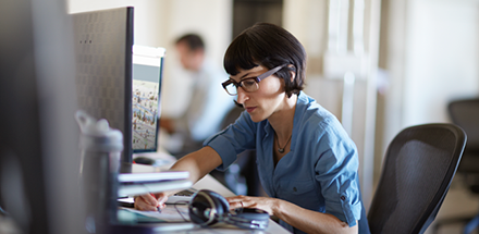 Image of a worker in her office.