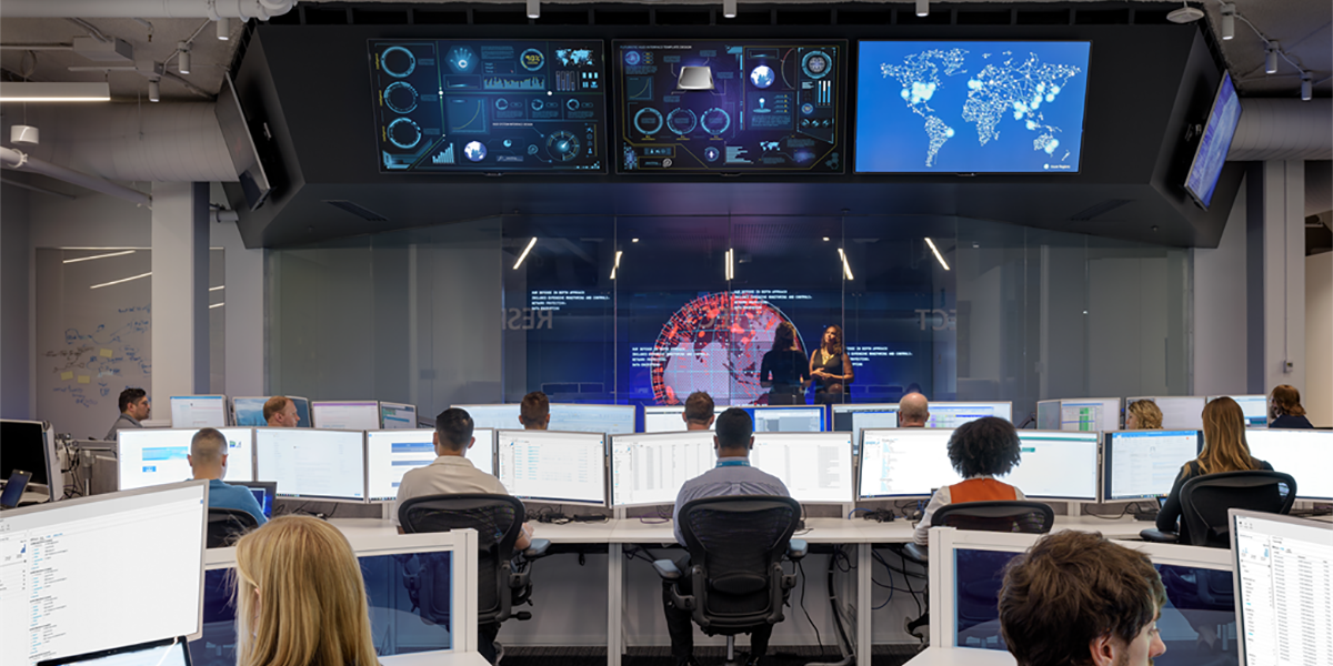 An image of the Microsoft Cyber Defense Operations Center.