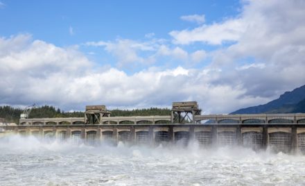 Dam and hydroelectric power facility.