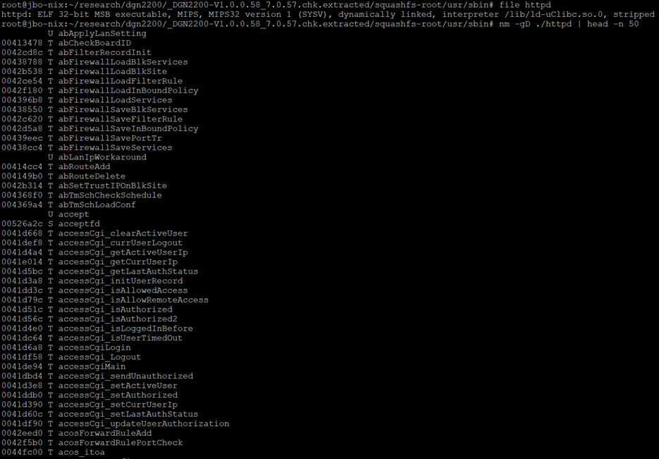 Screenshot of commandl ine showing HTTPd information