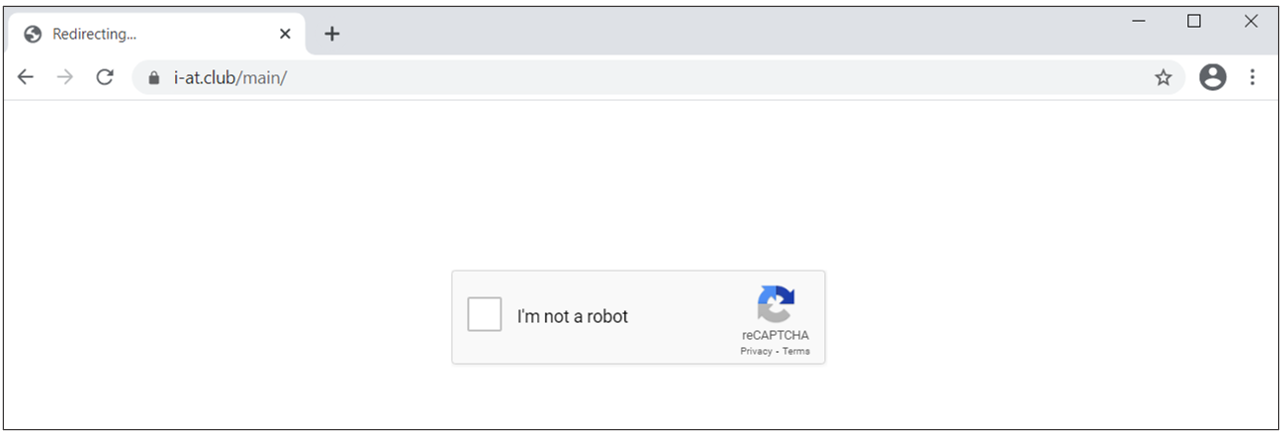 Screenshot of landing page with CAPTCHA challenge