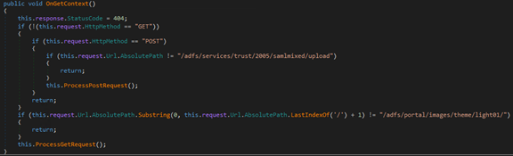 Screenshot of code showing the listener handling the request using either an HTTP GET or HTTP POST callback/handler method 