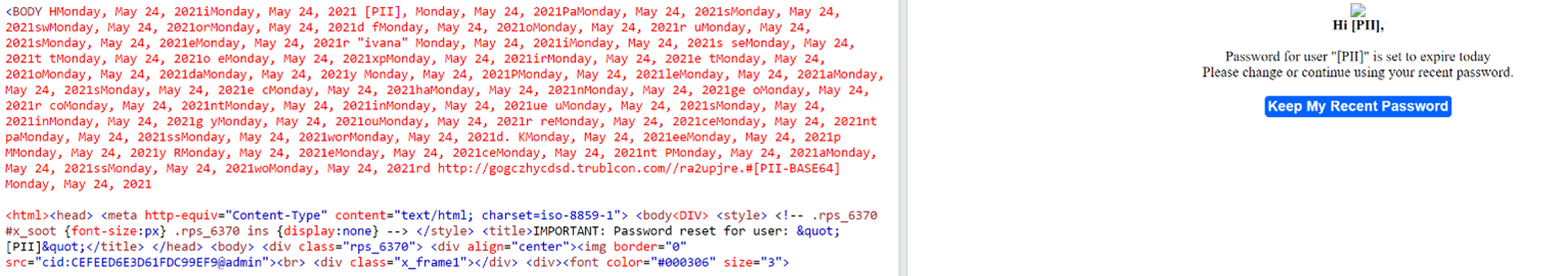 Screenshot of HTML code showing zero-point font technique