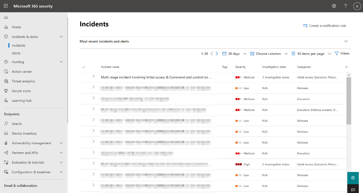 Incidents in the Incident view of the Microsoft 365 Defender console are inclusive of all endpoint types including workstations, servers mobile and network devices and now with the new version of Microsoft Defender for IoT these same Incidents will also include enterprise IoT devices when applicable. 