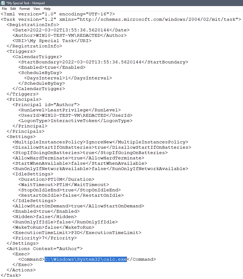 Screen grab of an XML file