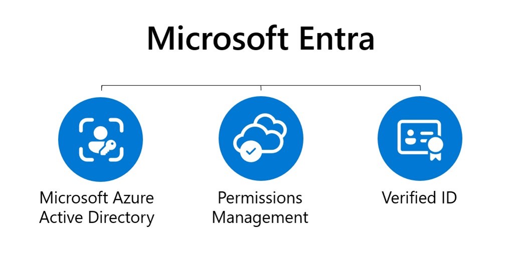 Solutions under the Microsoft Entra product family including Microsoft Azure Active Directory, Permissions Management, and Verified ID.