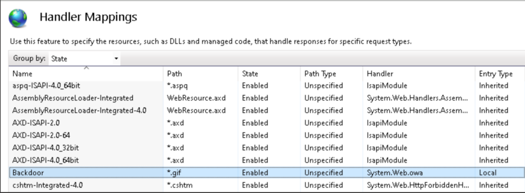 Installed handler visible in IIS manager app