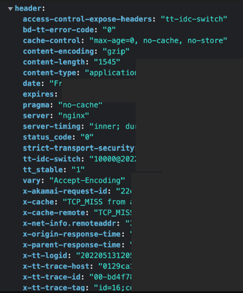 Code depicting the request headers retrieved by the attack