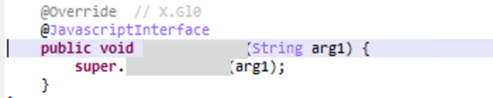Code depicting rendering the method callable via the JavaScript code