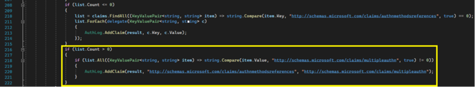 Screenshot of a section of a configuration file with specific lines highlighted.