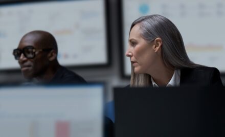Practitioner and CISO collaboration in a security operations center.