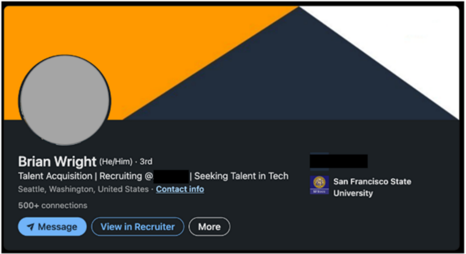 Fraudulent recruiter profile