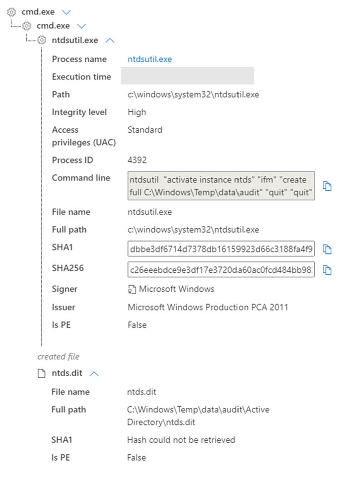 Screenshot of threat actor commands.