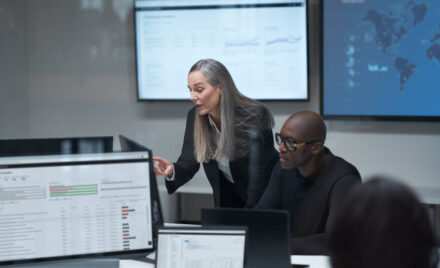 Practitioner and CISO collaboration in a security war room.