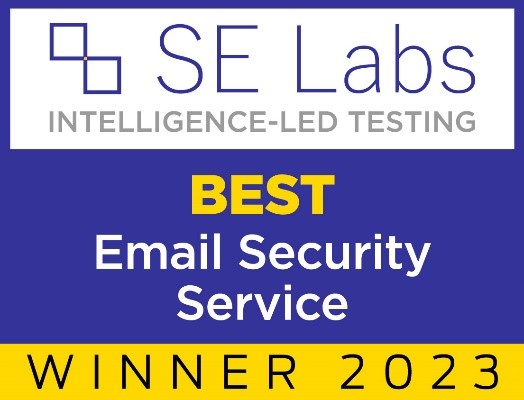 SE Labs 2023 Gagnant du badge du meilleur fournisseur de services de sécurité de messagerie.