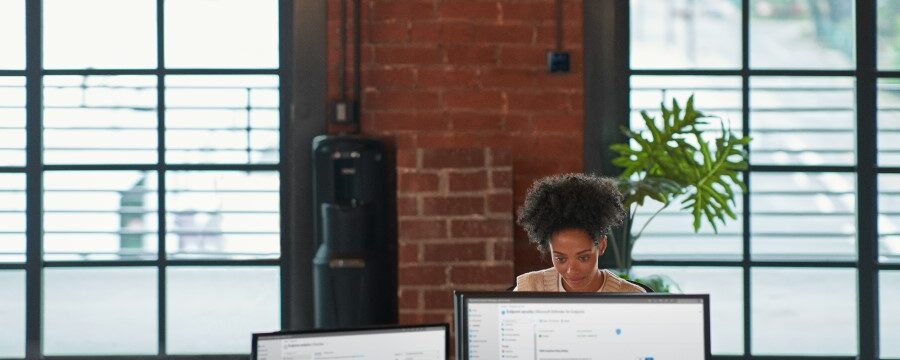 Enterprise office worker in focused work.