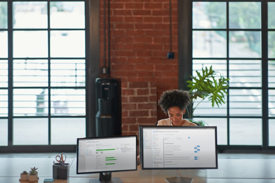 Enterprise office worker in focused work.