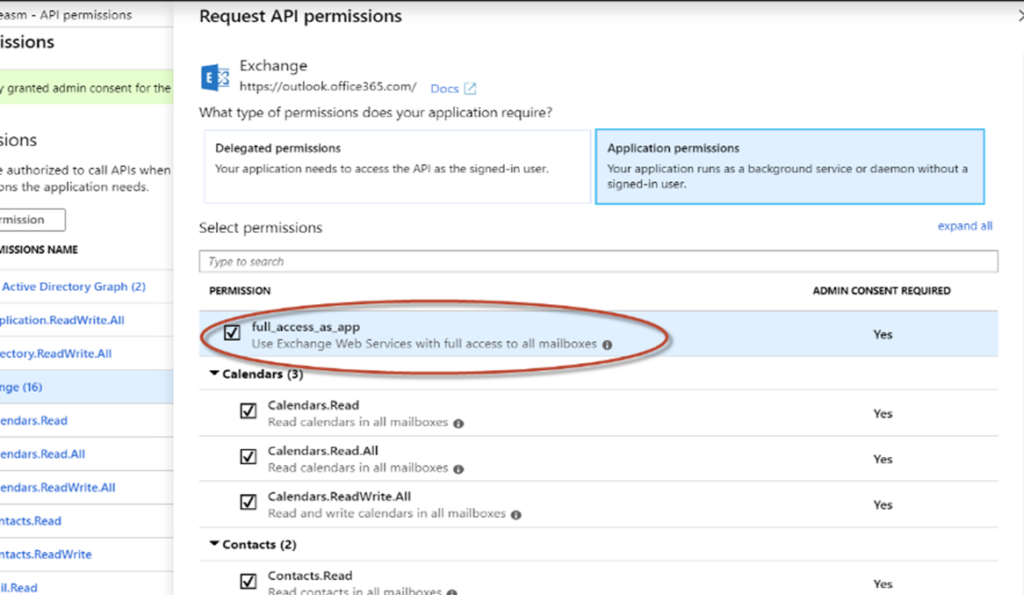 Screenshot of full_access_as_app permission being added to the legitimate OAuth app.