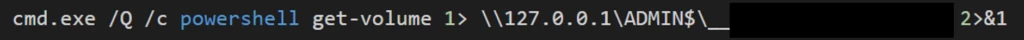 Code displaying the PowerShell get-volume command.