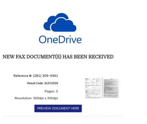 A screenshot of the fake OneDrive intermediary page leading to a AiTM landing page.