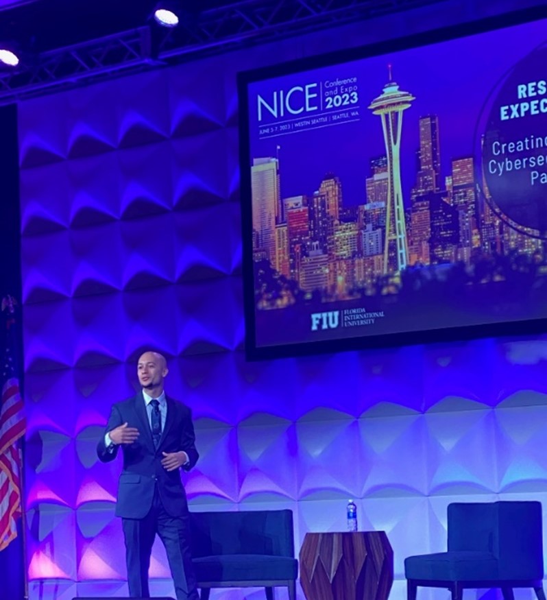 Zach Oxendine giving his keynote at the NICE conference