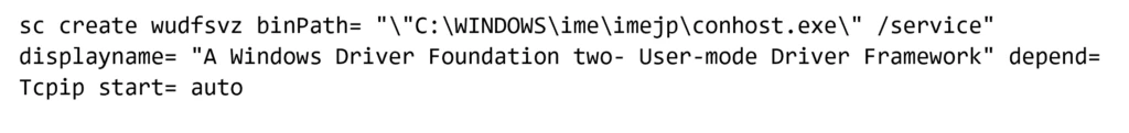 Screenshot of code depicting Flax Typhoon's service command to launch the VPN connection