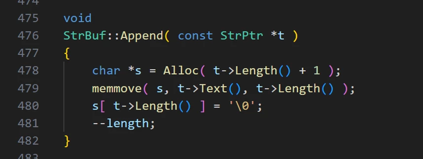 Screenshot of code from strbuf.cc