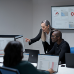 Photo of a security team huddling in security operations center