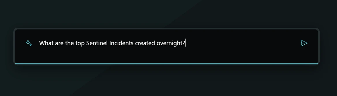 Example of an optimal prompt providing specific instructions for the “top Microsoft Sentinel incidents created overnight.”