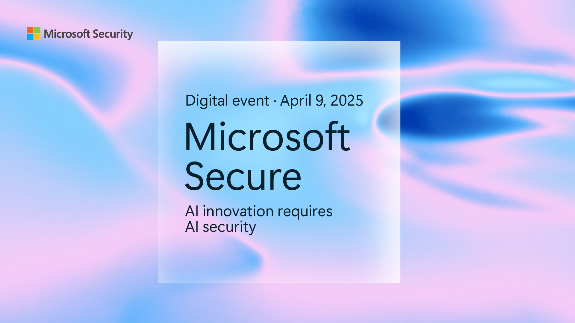 A close of up Microsoft secure logo with blue and purple designed background