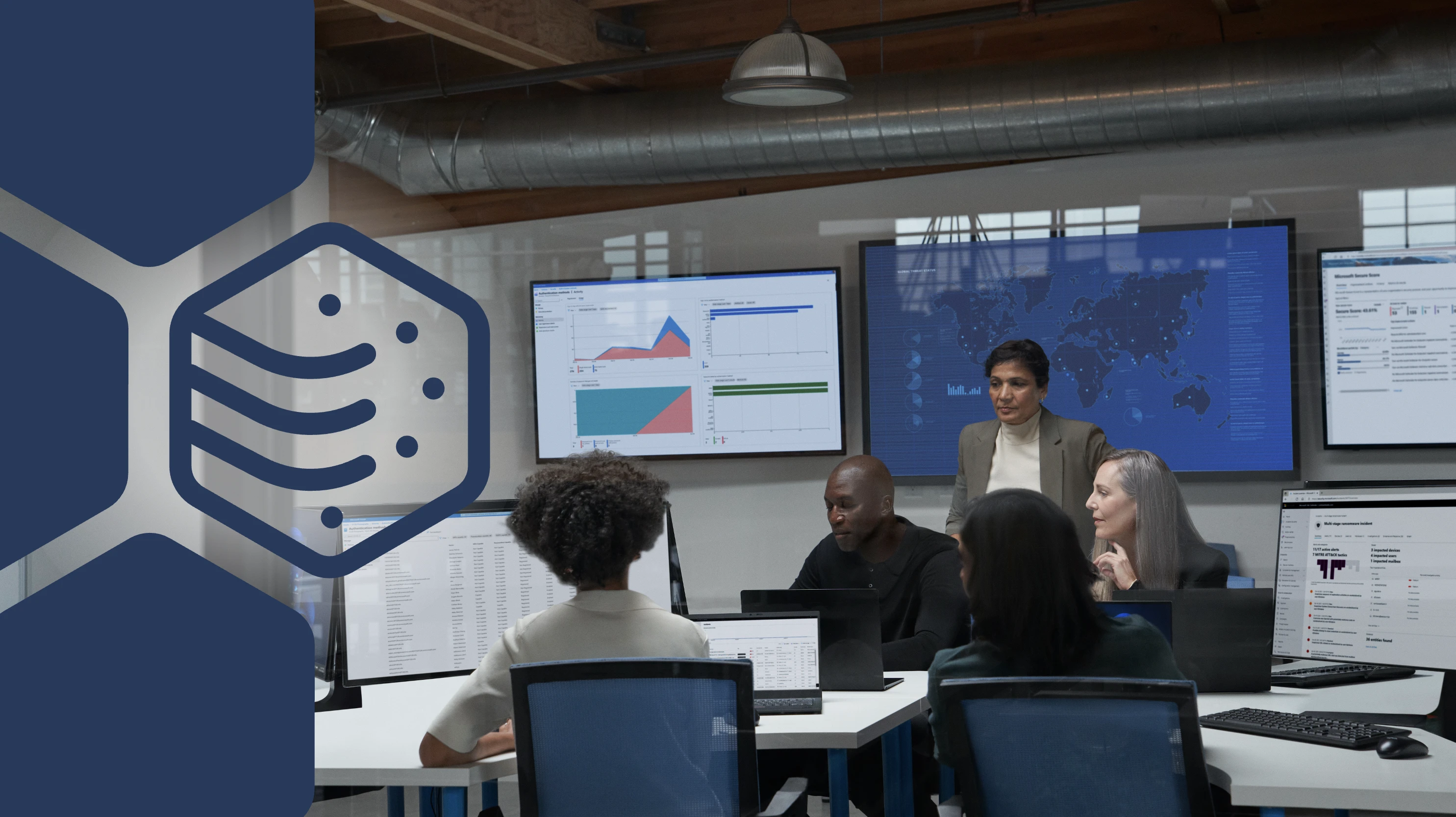 A group of people in a meeting