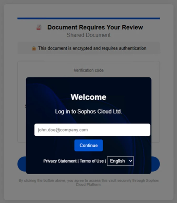 Screenshot of prompt directing users to enter email address