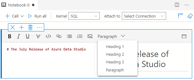 screenshot of header support in markdown toolbar