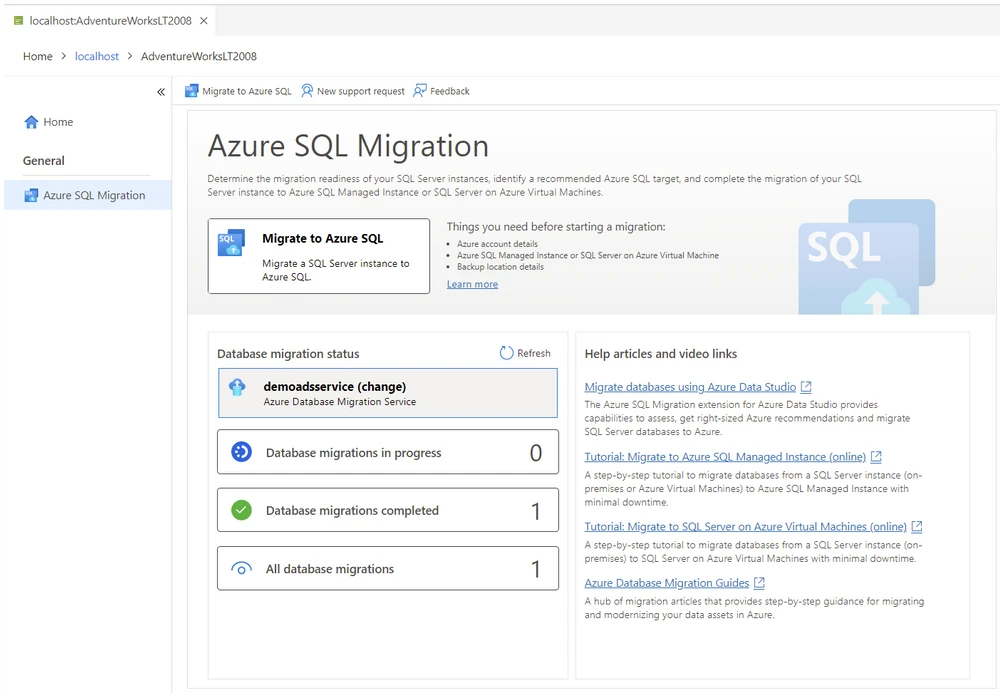 Azure SQL Migration UI Snapshot