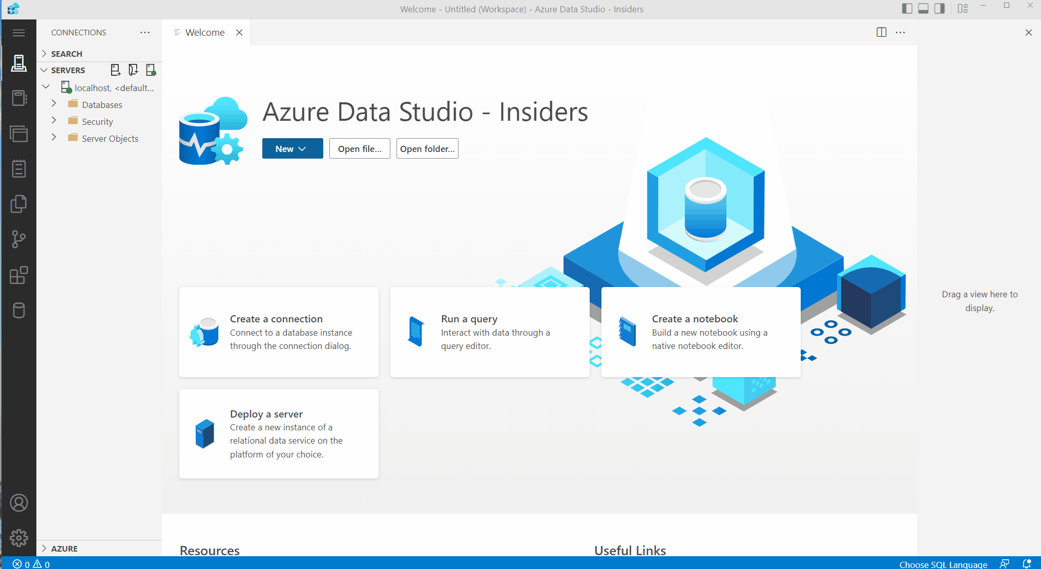 A GIF of the Azure Data Studio workspace showing different layout configurations. 